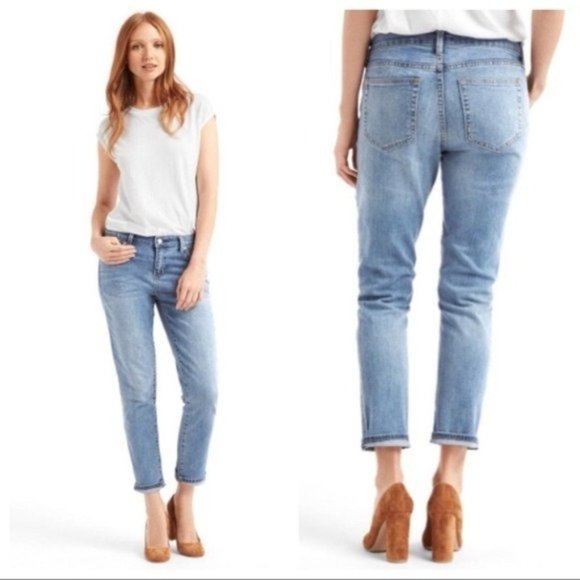 GAP Denim - GAP 1969 Boyfriend Relaxed Distressed Surfer Light Blue Comfy Jeans 28 6